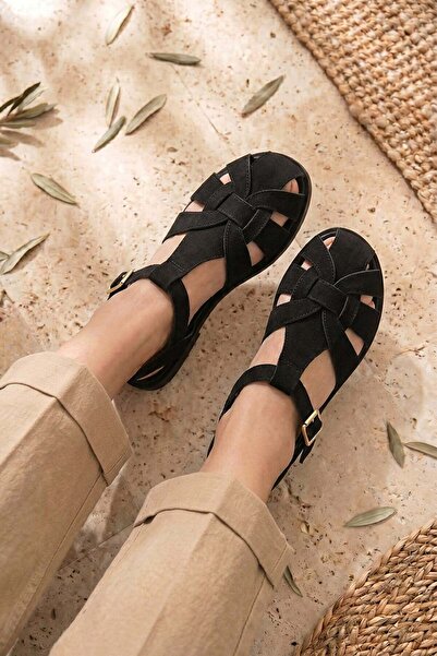 Stilbagshoes Robin Front Closed Comfort Women's Sandals Black