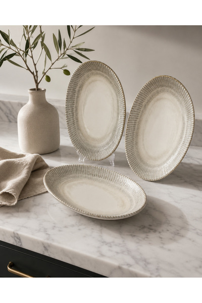 Bonna 3'lü Galata Vago Oval Plate 15*8.5 cm 140 cc reçel/bal/kahvaltı/aperatif