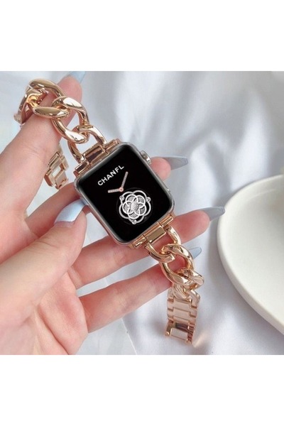 Alstrap Watch 11-10 46mm 9 8 7 45mm 6 5 4 SE 44mm Uyumlu Zincir Metal Kordon ...