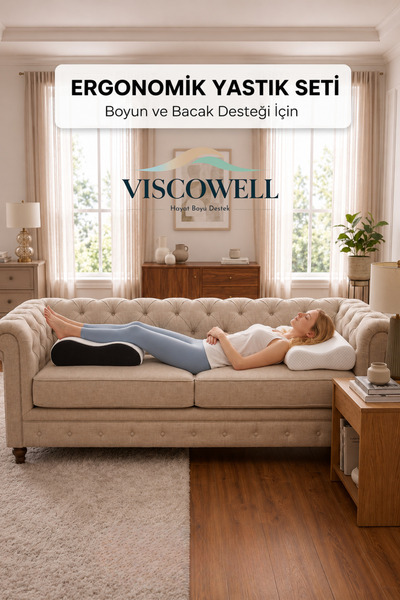 ViscoWell Visco Ortopedik Visco Ayak& Bacak Yükseltme Yastığı ve Çift Taraflı...