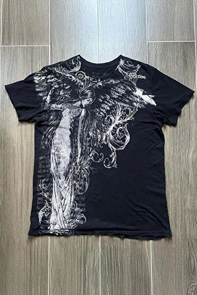 Bravebell Siyah Vintage Angel Affliction Cyber Grunge Unisex T-shirt