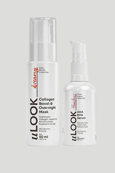 uLOOK Yenileyici Gece Seti 2’li – Collagen Boost Gece Maskesi & AHA BHA Peeli...