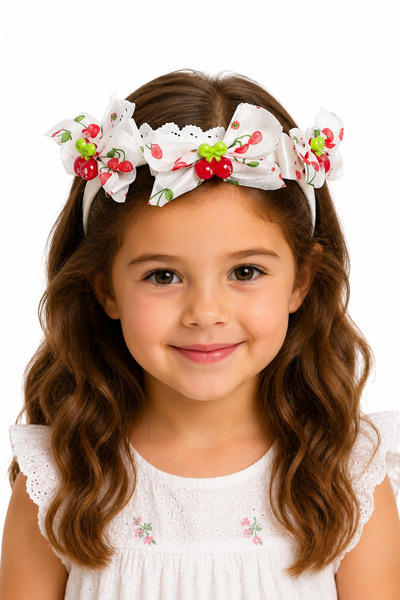 MakeWell Cherry Detailed Girls' Crown – Stylish Hair Crown with Bow and Fruit...