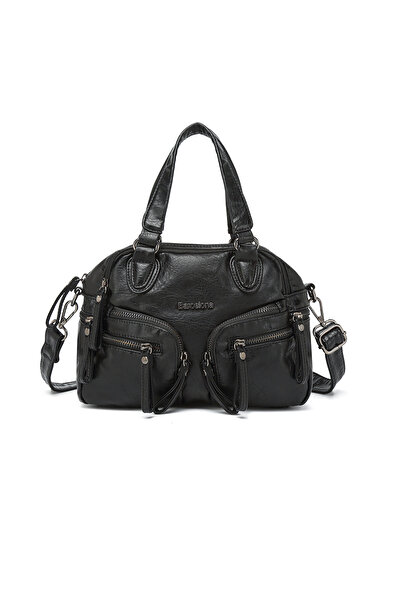BARCELONA 21K Black Small Size Multi-Pocket Long Strap Women's Daily Hand and...