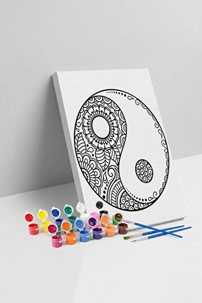 Yatinks Yin Yang Desenli Mandala Tuval Boyama Seti 40x50 cm