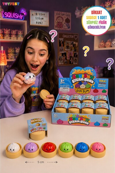 TOYFEST Dim Sum Viral Squishy Stres Topu Sıkılabilir Duyusal Dumpling Çin Man...
