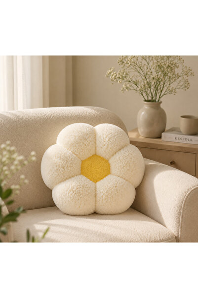 Pabtex Modern Tarzda Peluş Dekoratif Papatya Yastık – 40 cm Konforlu Kullanım