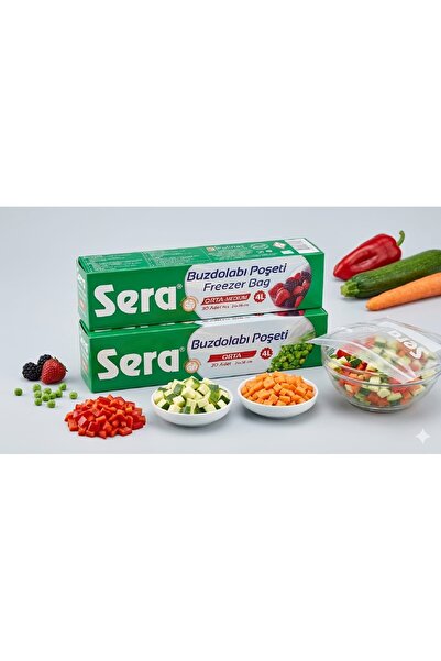 SERA 3-Pack Refrigerator Bags Medium Size 30 Pcs 24X38 cm 4 Lt Capacity 30X3 ...