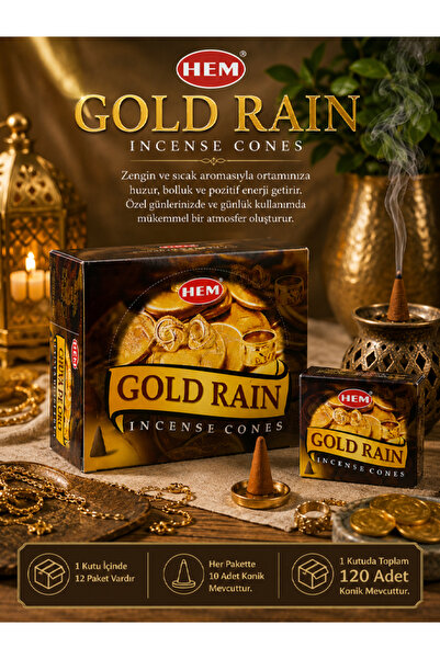 Hem Tütsü Gold Rain Konik Tütsü 120 Adet – Özel Aromalı Konik Tütsü