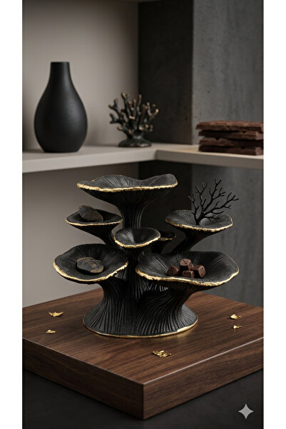 prestij3d design 3D Gold Detaylı Çok Katmanlı Mantar Formunda Dekoratif Sunumluk