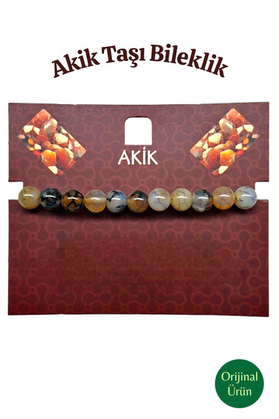 Hanedan Hediyelik Natural Original Agate Stone Bracelet 8 mm