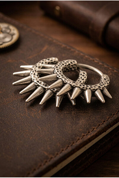 Velcari Men's Stainless Steel Spiked Spike Motif Silver Color Punk Rock Hoop ...