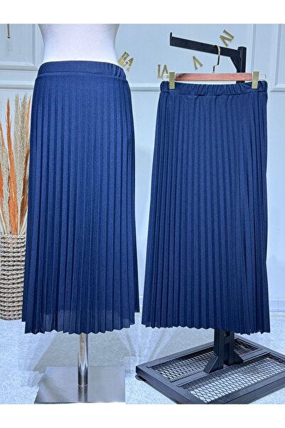 ModaMinar Women's Elastic Lined Pleated Skirt