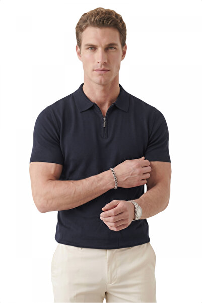 DeepSEA Tricou tricotat pentru bărbați, albastru marin, confortabil, cu fermo...