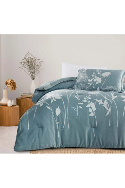 Alhabib bedding مفرش مفرد ونصف فرو ناعم تركواز فاتح يناسب سرير مقاس 220x160سم...