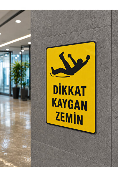 KORKMAZ GROUP Levha Dikkat Kaygan Zemin Uyarı Levhası 35x25 cm PVC
