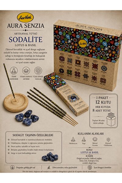 SultanofAura Sodalite taş hediyeli ifade ve sezgi güçlendiren bitkisel medita...