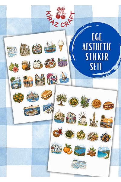 Kiraz Craft Ege Aesthetic Sticker Seti – Laptop, Defter, Tablet ve Ajanda İçi...