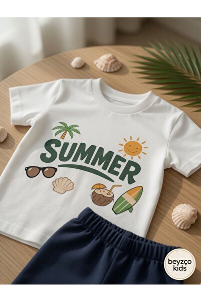 Marka Baby Boy Beyzco Kids Summer Print Shorts 2-Piece Set