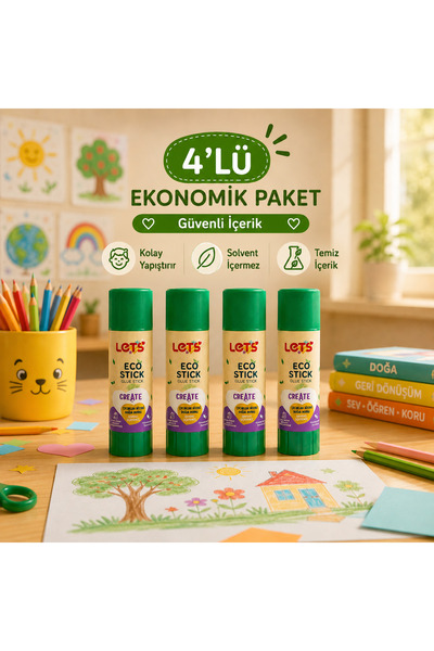Lets Eco Stick Yapıştırıcı 4’lü – Güvenli İçerik