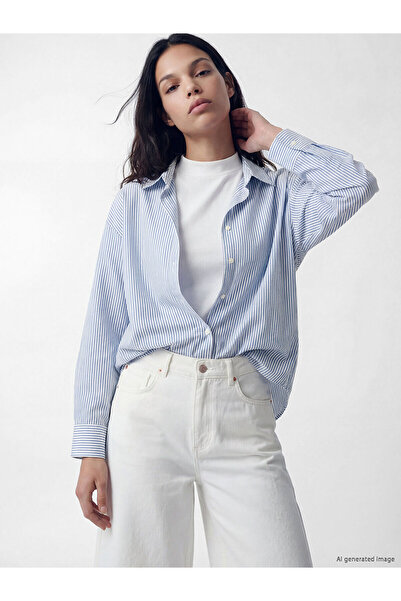 LC Waikiki Peak New Season Striped Linen Blend Women's Shirt