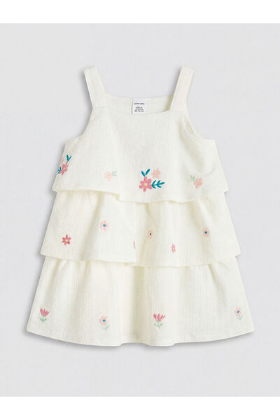 LC Waikiki Nevavm Square Collar Embroidered Baby Girl Structured Dress with a...