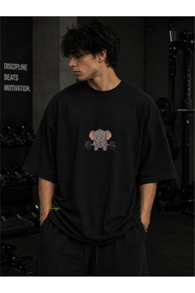 MiniHouse Elephant Gym Printed Oversize T-Shirt