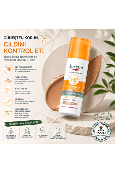 Eucerin Oil Control Güneş Koruyucu Renkli Yüz Kremi Yağlı Ciltler İçin SPF50+...