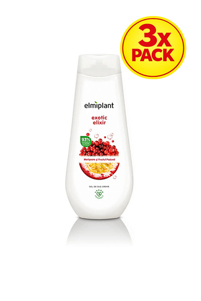 ELMIPLANT 3x PACK Gel de dus Exotic Elixir, cu merisoare, 750ml