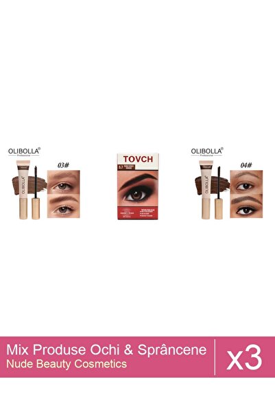 Makeup Set Mix 3 produse Rimel Sprancene: Rimel sprancene Olibolla #03 Auburn...