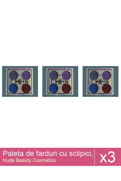 Makeup Set of 3x Glitter Eyeshadow Palette, Scanlon, No. 1