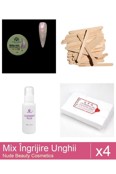 Makeup Set Mix 4 produse Ingrijire Unghii: Nebula Kiss 01 , 15 g, Servetele u...