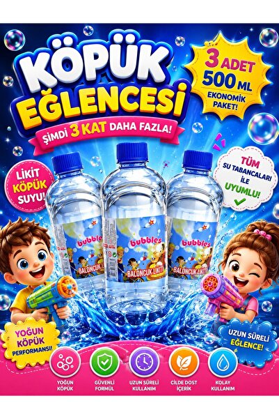 SAZE 3 Adet 500 ML Köpük Likiti Tüm Su ve Köpük Tabancalarıyla Uyumlu Baloncu...
