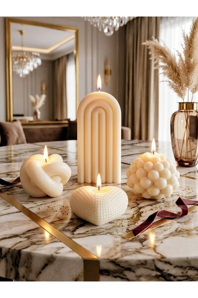 AKLIMDASIN 4 Adet Bubble Mum Kokulu Pinterest Tasarım Krem Renk Dekoratif Mum...