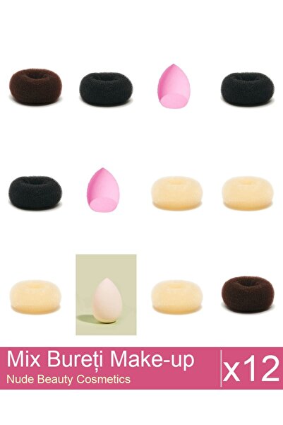 Makeup Set Mix 12 produse Bureti: Burete coc blond - 9 cm diametru, Burete ex...
