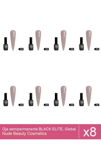 Makeup Set 8x Oja semipermanenta BLACK ELITE, Global Fashion 8 ml,250