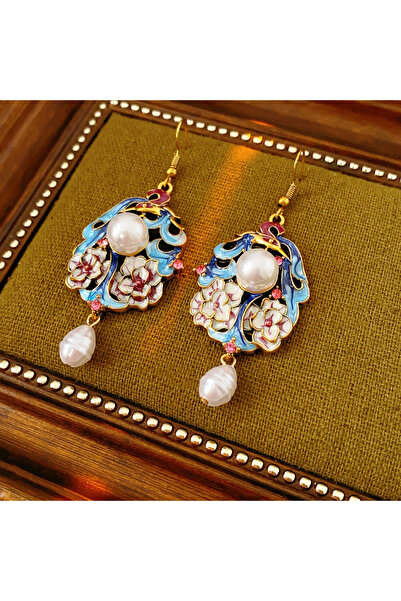 Choice Dripping oil Dripping Oil Flower Dangle Earrings Vintage Ethnic New Ch...