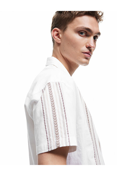 Koton Classic Collar Cotton Regular Fit Patterned Short Sleeve Shirt