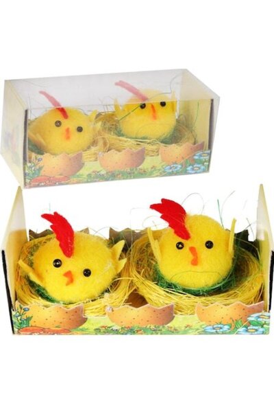 Goliat Set de figurine decorative Koguciki galbene în formă de găini, 6 cm, 2...