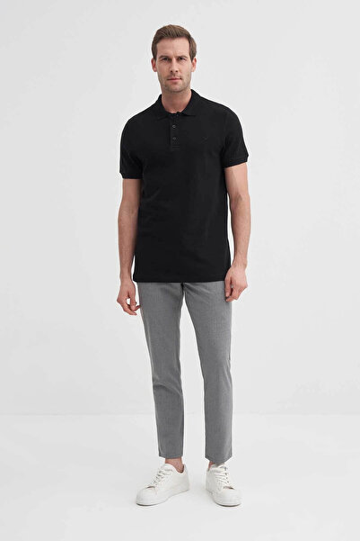 Cazador Polo Collar Black Men's T-Shirt 46130