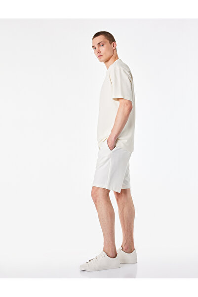 Koton Viscose Blended Pique Fabric Regular Fit Buttoned Pocket Bermuda Shorts