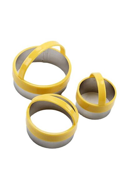 Penguen 3-Piece Round Shape Cookie Cutter Yellow 7x7x6.5cm