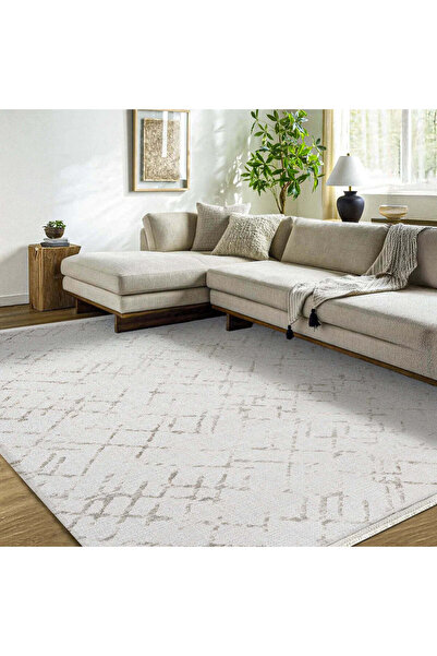 halinet Halı.Net White Modern Washable Non-Slip Living Room Carpet Lxs-Moda-1...