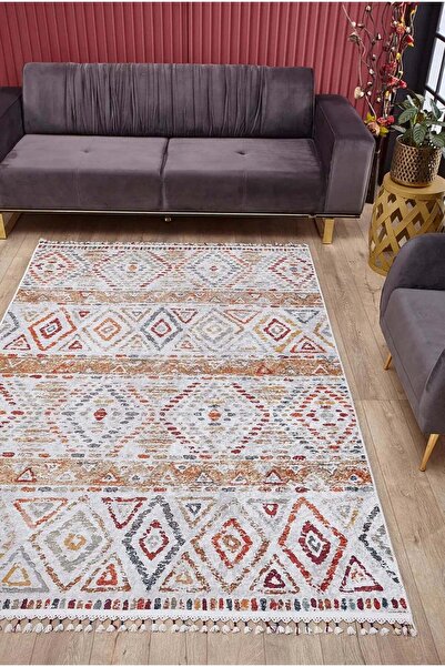 halinet Halı.Net Cream Modern Washable Non-Slip Living Room Carpet Haln-Hln5008