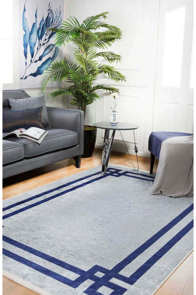 halinet Halı.Net Gray Modern Washable Non-Slip Living Room Carpet Haln-Hln615