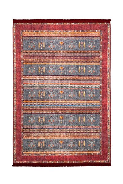 halinet Halı.Net Red Ethnic Bohemian Washable Non-Slip Living Room Carpet Pia...