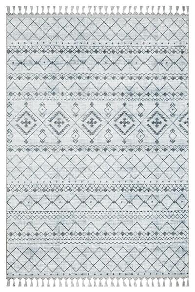 halinet Halı.Net White Ethnic Bohemian Washable Non-Slip Living Room Carpet M...