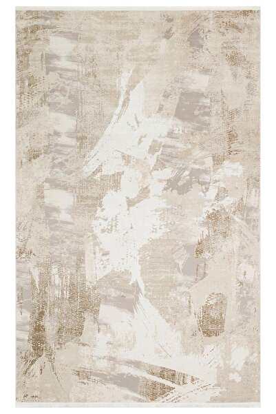 halinet Halı.Net Cream Modern Washable Non-Slip Living Room Carpet Eco-Padona...