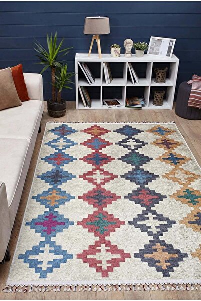 halinet Halı.Net Beige Modern Washable Non-Slip Living Room Carpet Haln-Hln5033