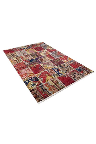 halinet Halı.Net Red Ethnic Bohemian Washable Non-Slip Living Room Carpet Hal...